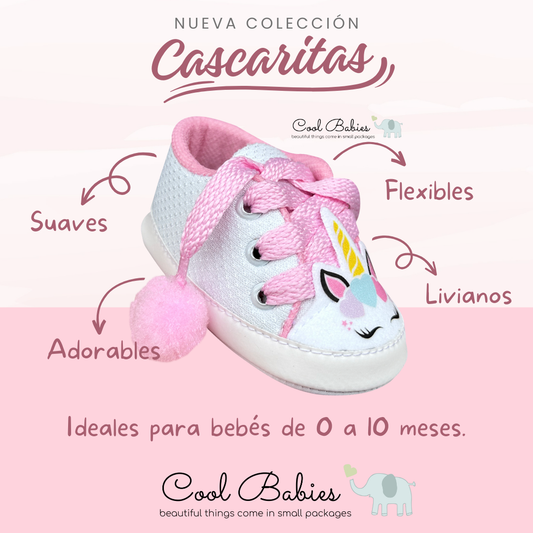 Cascarita Unicornio Blanco Rosado