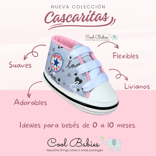 Cascarita Converse Love Gris Rosa